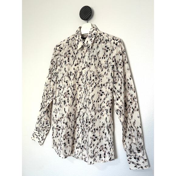 Gucci Black and White Geometric Print Button Up Shirt EU 38 - Picture 9 of 13